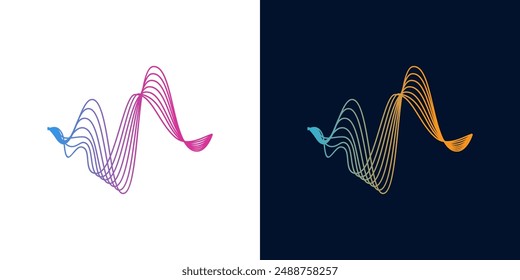 Wave line sound abstract background vector. Gradient wavy equalizer illustration