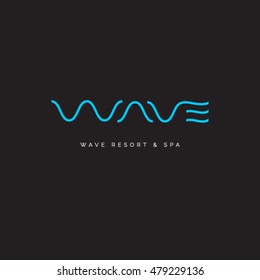 Wave Line Spa Logo. W Letter. Thin Wavy Letters On A Dark Background.