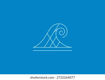 Un logotipo de estilo de línea de onda con líneas continuas que fluyen, que representan movimiento, flexibilidad, libertad, equilibrio y energía natural