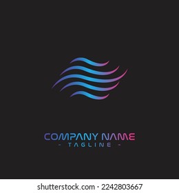 wave line symbol logo, with repetition concept and gradient color