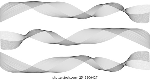 Wave line vector. Abstract black smooth wave on a white background. Dynamic sound wave. Design element. Vector illustration. Eps 10.