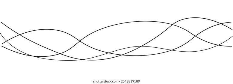 Wave line vector. Thin line wavy abstract vector background. Curve wave seamless pattern. Line art striped graphic template. Vector illustration. Eps 10.
