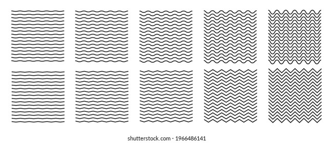 Línea de ondas y líneas de zigzag onduladas. El negro subraya el patrón de la línea de zag de la curva ondulada de zag en un estilo abstracto. Elemento de decoración geométrica. Ilustración vectorial.