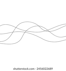 Wave line and wavy zigzag lines. Vector black underlines, smooth end squiggly horizontal, squiggles.
