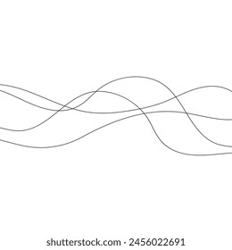 Wave line and wavy zigzag lines. Vector black underlines, smooth end squiggly horizontal, squiggles.
