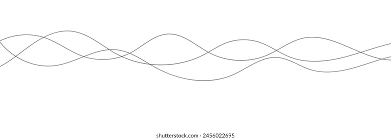 Wave line and wavy zigzag lines. Vector black underlines, smooth end squiggly horizontal, squiggles.