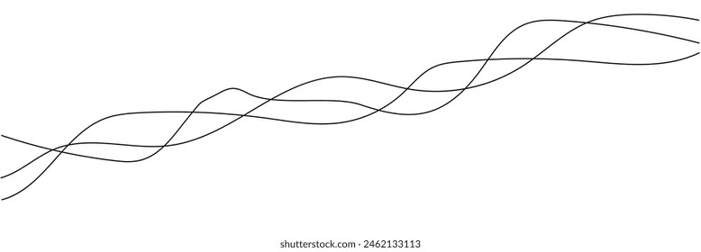Wave line and wavy zigzag lines. Vector black underlines, smooth end squiggly horizontal, squiggles. wave line. eps10.