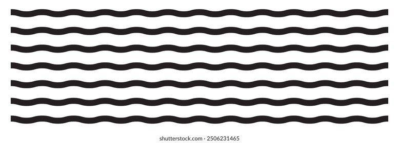 Wave line and wavy zigzag lines. Black underlines wavy curve zig zag line pattern in abstract style. Geometric decoration element. Vector illustration.