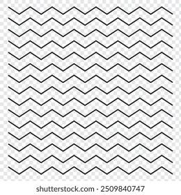 Wave line and wavy zigzag lines. Black curved lines pattern in abstract style. Horizontal geometric decoration element. Vector illustration. EPS 10.