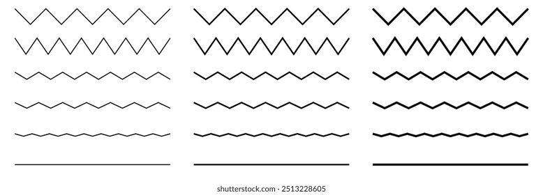 Wave line and wavy zigzag lines. Black underlines wavy curve zig zag line pattern in abstract style.