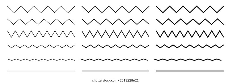 Linhas de onda e linhas de ziguezague onduladas. O preto sublinha o padrão de linhas em ziguezague da curva ondulada em estilo abstrato.