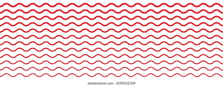 Wave line and wavy zigzag lines. Red underlines wavy curve zig zag line pattern in abstract style. Wave zigzag line simple thin to thick element decor design vector or single ripple curve zig zag wigg