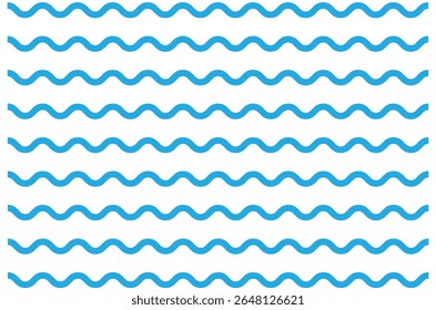 Wave line and wavy zigzag lines. Vector blue underlines, smooth end squiggly horizontal, squiggles. Wavy, waving, line. Vector zigzag and wavy horizontal underline. Vector line border, wave ripple.