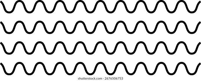 Linha de onda e linhas de ziguezague onduladas, traçado de pincel de pintura desenhado, traçado de pincel de pintura desenhado à mão de linhas, isolado no plano de fundo branco,
