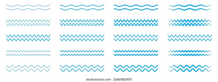 Línea ondulada y líneas onduladas en zigzag. El negro subraya el patrón ondulado de la línea del zig zag de la curva en estilo abstracto. Elemento de decoración geométrica. Ilustración vectorial.