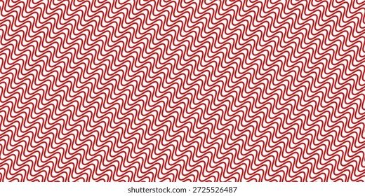 Línea ondulada y líneas onduladas en zigzag. El rojo subraya el patrón ondulado de la línea del zig zag de la curva en estilo abstracto. Onda línea en zigzag simple delgado a grueso elemento decoración diseño Vector o una sola ondulación curva zig zag peluca