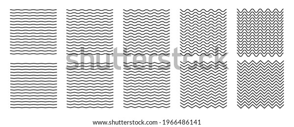 Wave line and wavy zigzag lines.\
Black underlines wavy curve zig zag line pattern in abstract style.\
Geometric decoration element. Vector\
illustration.