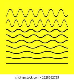 Wave line and wavy zigzag pattern lines. Vector black underlines, smooth end squiggly horizontal curvy squiggles