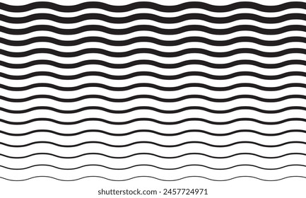 Wave line and wavy zigzag pattern lines. Vector black underlines, smooth end squiggly horizontal curvy squiggles. Vector illustration. EPS 10
 