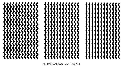 Wave line and wavy zigzag pattern lines. Vector black underlines, smooth end squiggly horizontal curvy squiggles isolated on white background. Vector illustration.