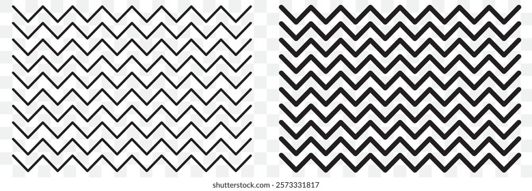 Wave line and wavy zigzag pattern lines. Vector black underlines, smooth end squiggly horizontal curvy squiggles on white background. eps 10.