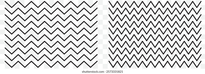 Wave line and wavy zigzag pattern lines. Vector black underlines, smooth end squiggly horizontal curvy squiggles on white background. eps 10.