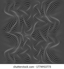 Wave linear texture. A color, abstract relief background with optical illusion of distortion. Vector illustration