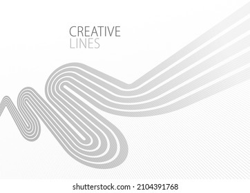 Wave lines in 3D perspective vector abstract background with smooth gradient of light grey and white monochrome colors, easy relaxing motion.