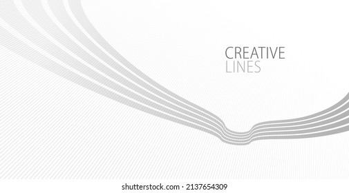 Wave lines in 3D perspective vector abstract background with smooth gradient of light grey and white monochrome colors, easy relaxing motion.