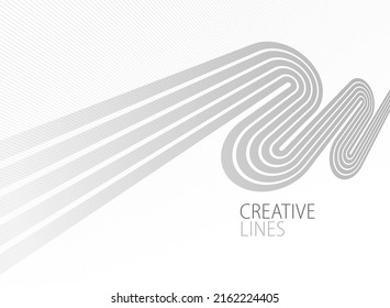Wave lines in 3D perspective vector abstract background with smooth gradient of light grey and white monochrome colors, easy relaxing motion.