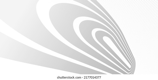 Wave lines in 3D perspective vector abstract background with smooth gradient of light grey and white monochrome colors, easy relaxing motion.