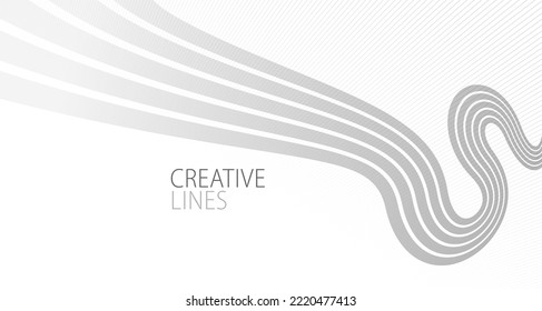 Wave lines in 3D perspective vector abstract background with smooth gradient of light grey and white monochrome colors, easy relaxing motion.