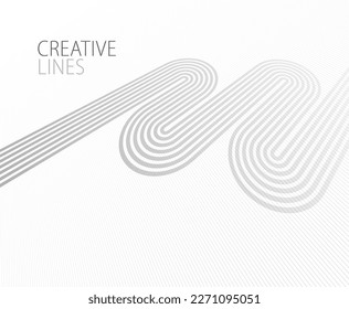 Wave lines in 3D perspective vector abstract background with smooth gradient of light grey and white monochrome colors, easy relaxing motion.