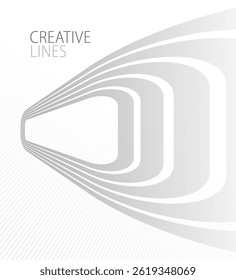 Wave lines in 3D perspective vector abstract background with smooth gradient of light grey and white monochrome colors, easy relaxing motion.