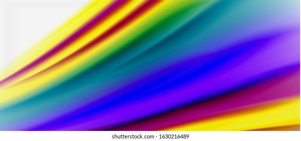 Wave lines abstract background, smooth silk design with rainbow style colors. Liquid fluid color waves. Vector Illustration For Wallpaper, Banner, Background, Card, Book, Illustration, landing page