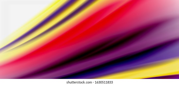 Wave Linien abstrakter Hintergrund, glattes Seidendesign mit Regenbogenfarben. Flüssigkeitsfarbwellen. Vektorgrafik für Bildschirmhintergründe, Banner, Hintergrund, Karte, Buch, Illustration, Landing-Page