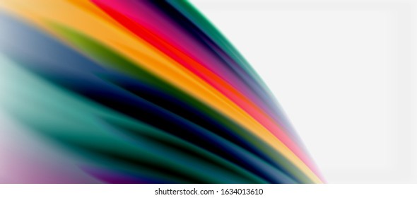 Wave lines abstract background, smooth silk design with rainbow style colors. Liquid fluid color waves. Vector Illustration For Wallpaper, Banner, Background, Card, Book, Illustration, landing page