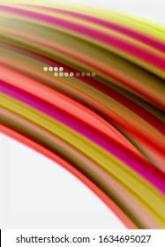 Wave lines abstract background, smooth silk design with rainbow style colors. Liquid fluid color waves. Vector Illustration For Wallpaper, Banner, Background, Card, Book, Illustration, landing page