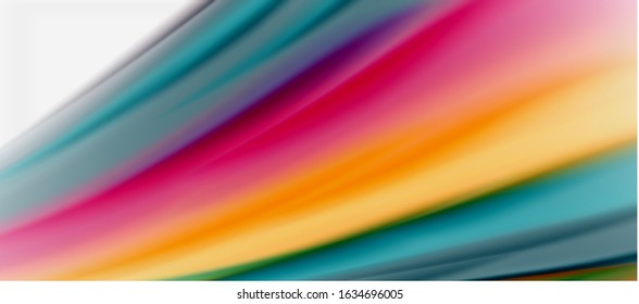 Wave lines abstract background, smooth silk design with rainbow style colors. Liquid fluid color waves. Vector Illustration For Wallpaper, Banner, Background, Card, Book, Illustration, landing page