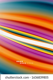 Wave Linien abstrakter Hintergrund, glattes Seidendesign mit Regenbogenfarben. Flüssigkeitsfarbwellen. Vektorgrafik für Bildschirmhintergründe, Banner, Hintergrund, Karte, Buch, Illustration, Landing-Page