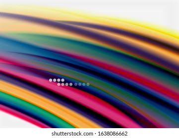 Wave lines abstract background, smooth silk design with rainbow style colors. Liquid fluid color waves. Vector Illustration For Wallpaper, Banner, Background, Card, Book, Illustration, landing page