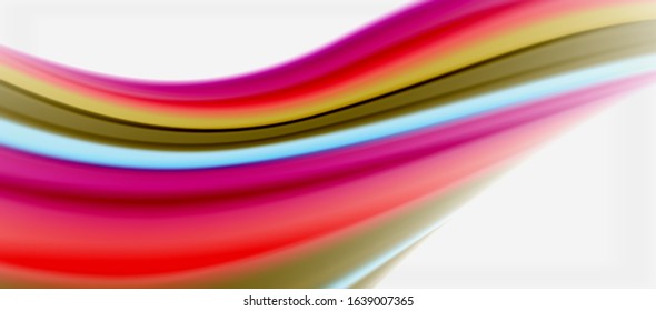 Wave Linien abstrakter Hintergrund, glattes Seidendesign mit Regenbogenfarben. Flüssigkeitsfarbwellen. Vektorgrafik für Bildschirmhintergründe, Banner, Hintergrund, Karte, Buch, Illustration, Landing-Page