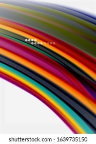 Wave lines abstract background, smooth silk design with rainbow style colors. Liquid fluid color waves. Vector Illustration For Wallpaper, Banner, Background, Card, Book, Illustration, landing page