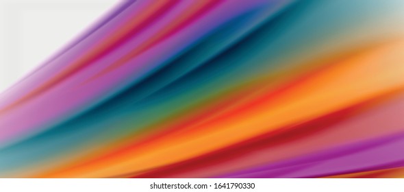 Líneas de onda fondo abstracto, diseño de seda lisa con colores de estilo arcoiris. Olas de color líquido. Ilustración vectorial para fondo de escritorio, pancarta, fondo, tarjeta, libro, ilustración, página de inicio