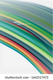 Wave lines abstract background, smooth silk design with rainbow style colors. Liquid fluid color waves. Vector Illustration For Wallpaper, Banner, Background, Card, Book, Illustration, landing page