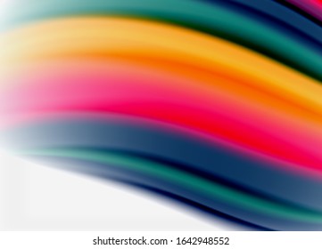 Wave lines abstract background, smooth silk design with rainbow style colors. Liquid fluid color waves. Vector Illustration For Wallpaper, Banner, Background, Card, Book, Illustration, landing page