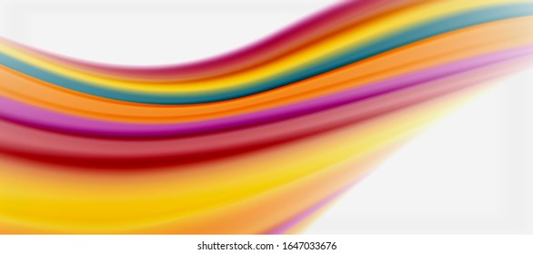 Wave lines abstract background, smooth silk design with rainbow style colors. Liquid fluid color waves. Vector Illustration For Wallpaper, Banner, Background, Card, Book, Illustration, landing page