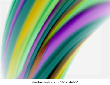 Wave lines abstract background, smooth silk design with rainbow style colors. Liquid fluid color waves. Vector Illustration For Wallpaper, Banner, Background, Card, Book, Illustration, landing page
