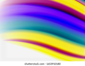 Wave lines abstract background, smooth silk design with rainbow style colors. Liquid fluid color waves. Vector Illustration For Wallpaper, Banner, Background, Card, Book, Illustration, landing page