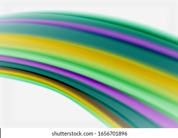 Wave lines abstract background, smooth silk design with rainbow style colors. Liquid fluid color waves. Vector Illustration For Wallpaper, Banner, Background, Card, Book, Illustration, landing page